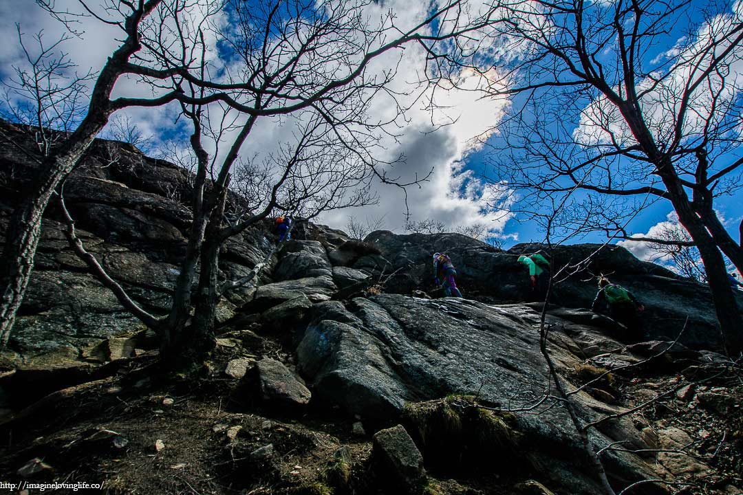 white trail ascending